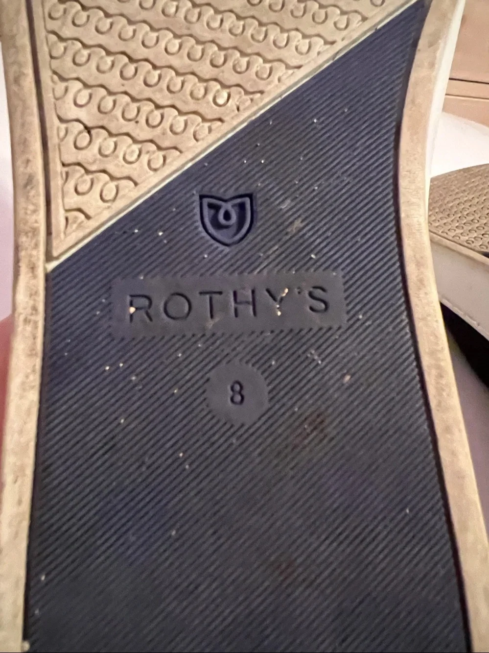 Rothy's Women’s Black Slip-On Sneakers Size 8 with Blue & White Stripe Accent